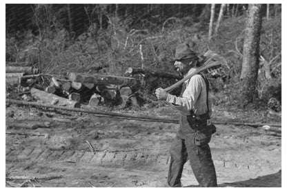 Vintage Lumberjack Logging Camp Photo September 1937