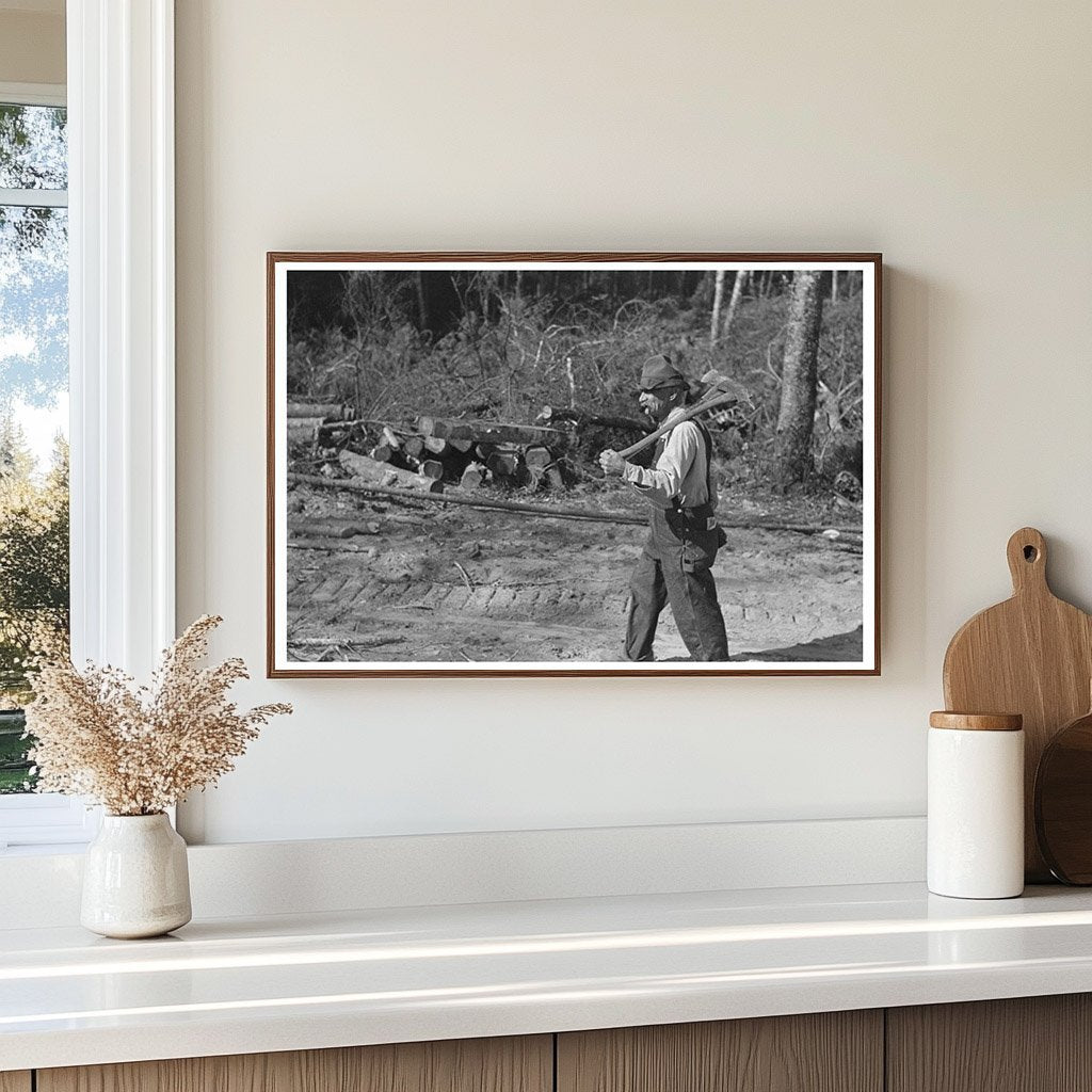 Vintage Lumberjack Logging Camp Photo September 1937