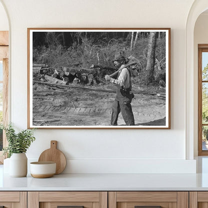 Vintage Lumberjack Logging Camp Photo September 1937