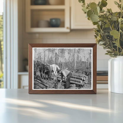 Timber Piling at Logging Camp Effie Minnesota 1937