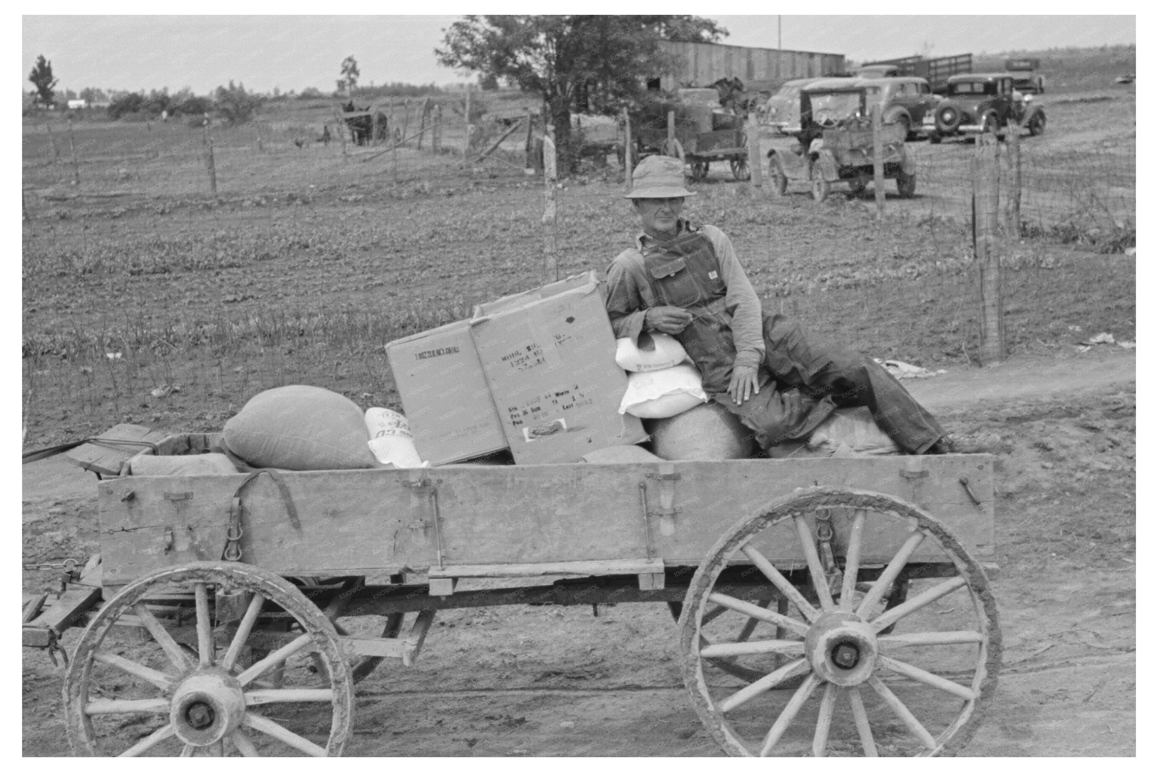 Vintage 1938 Farm Security Administration Client with Groceries