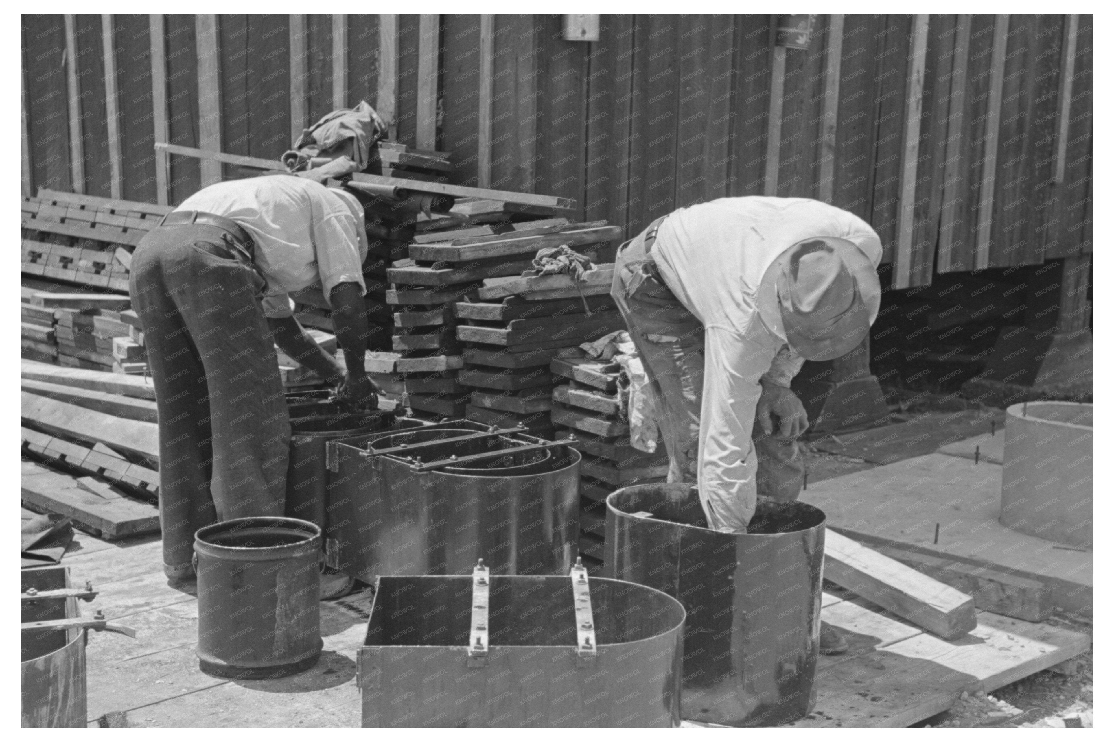 Workers Cleaning Metal Forms for Sanitary Privies 1938