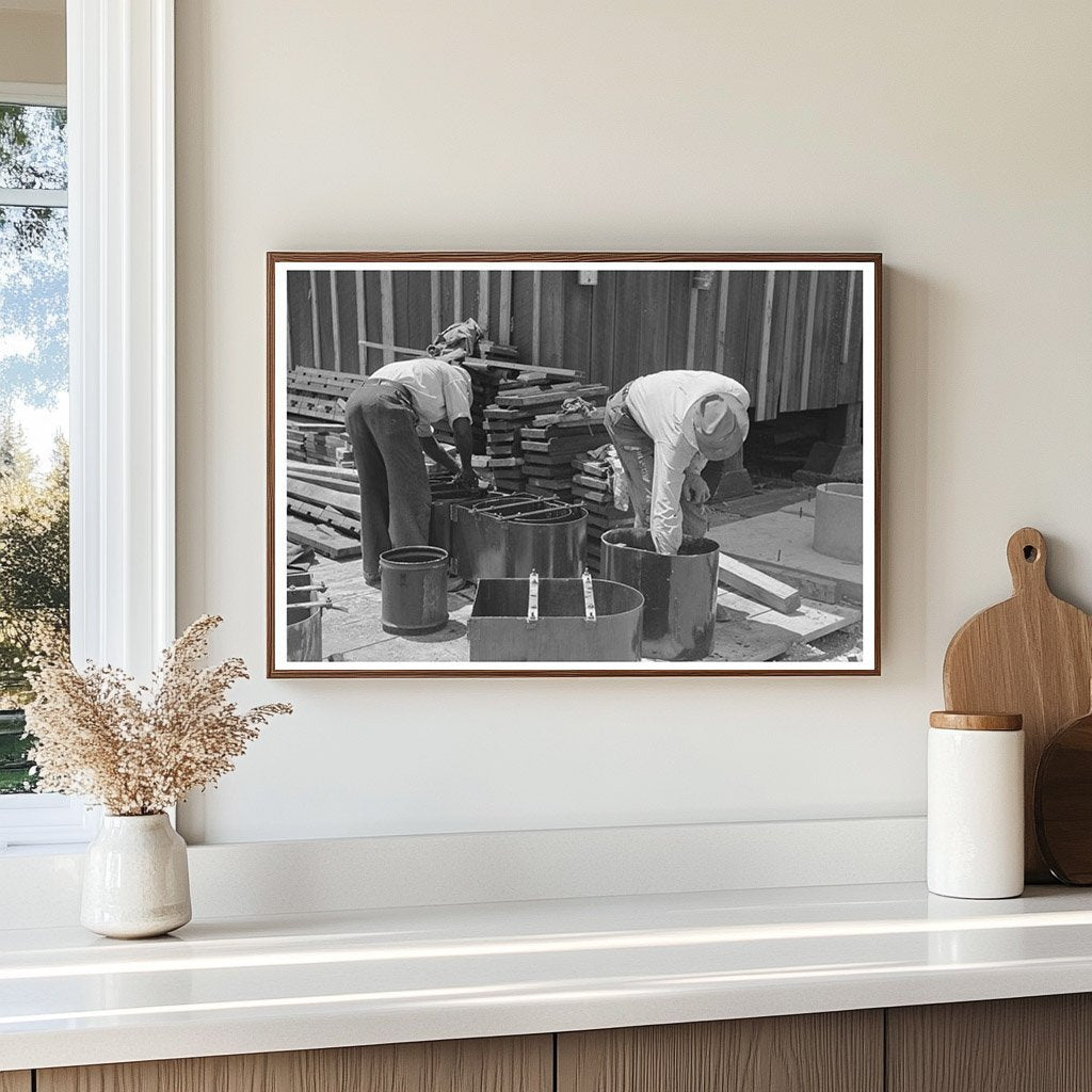 Workers Cleaning Metal Forms for Sanitary Privies 1938