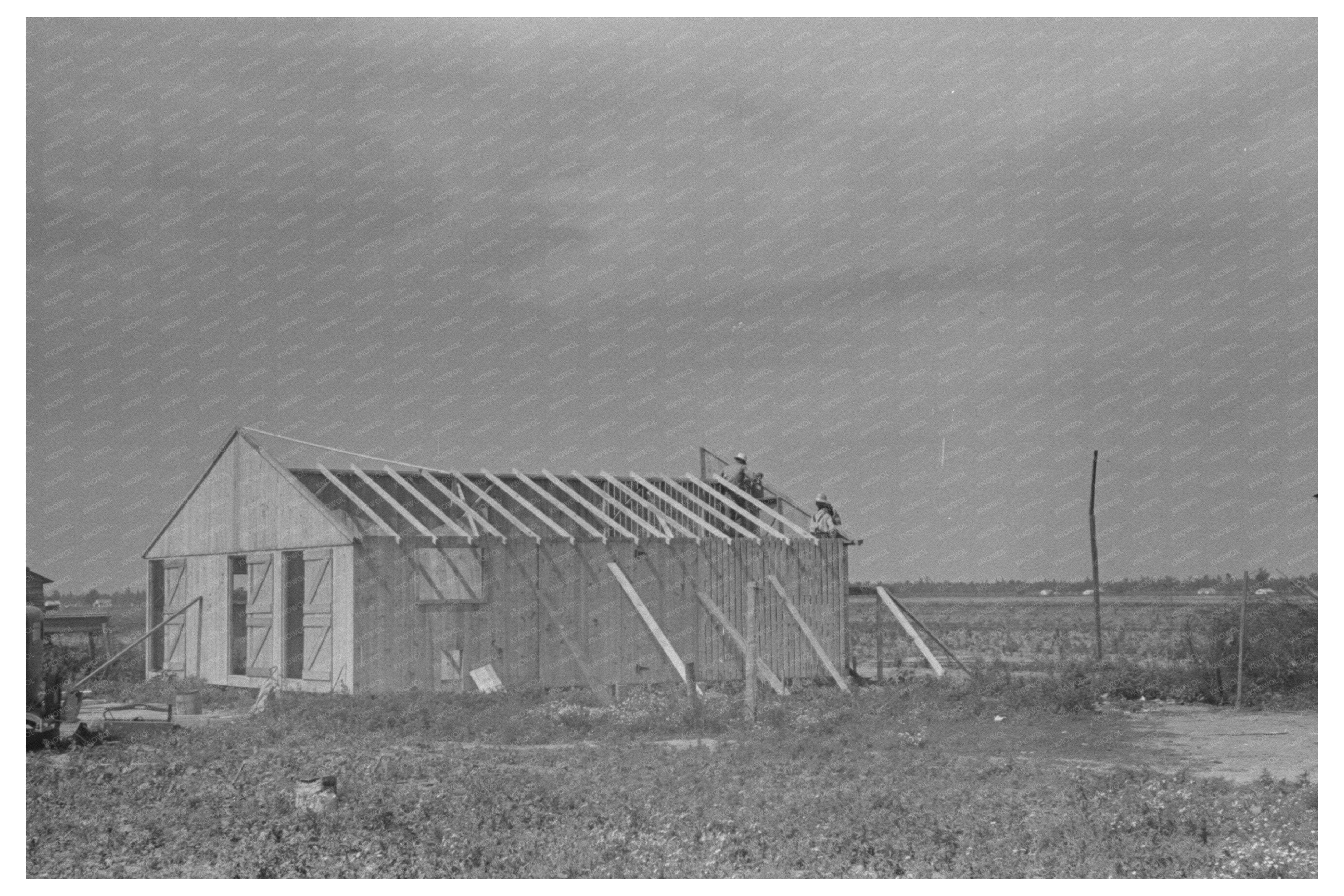 Workers Nailing Gable Ends in Missouri Barn 1938