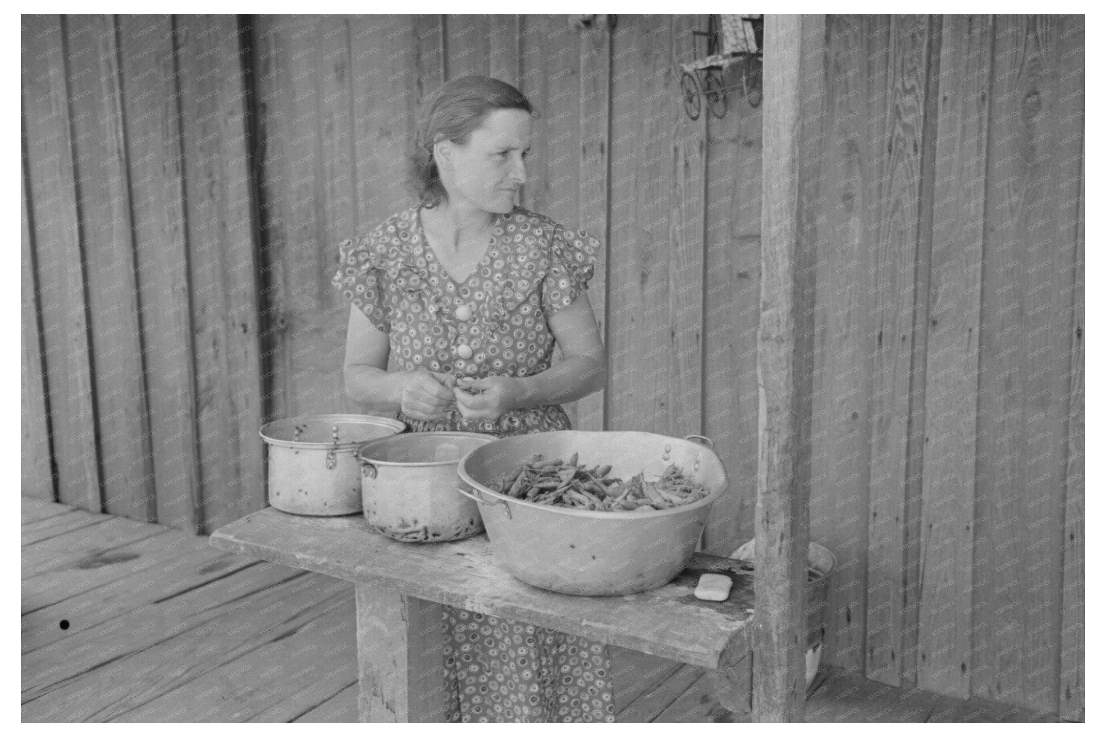 Wife Shelling Peas on Porch New Madrid County Missouri 1938
