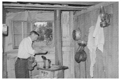 Vintage 1938 Image of Squatter Making Coffee in Missouri