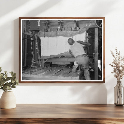 Cotton Gin Workers Securing Bales in Lehi Arkansas 1938