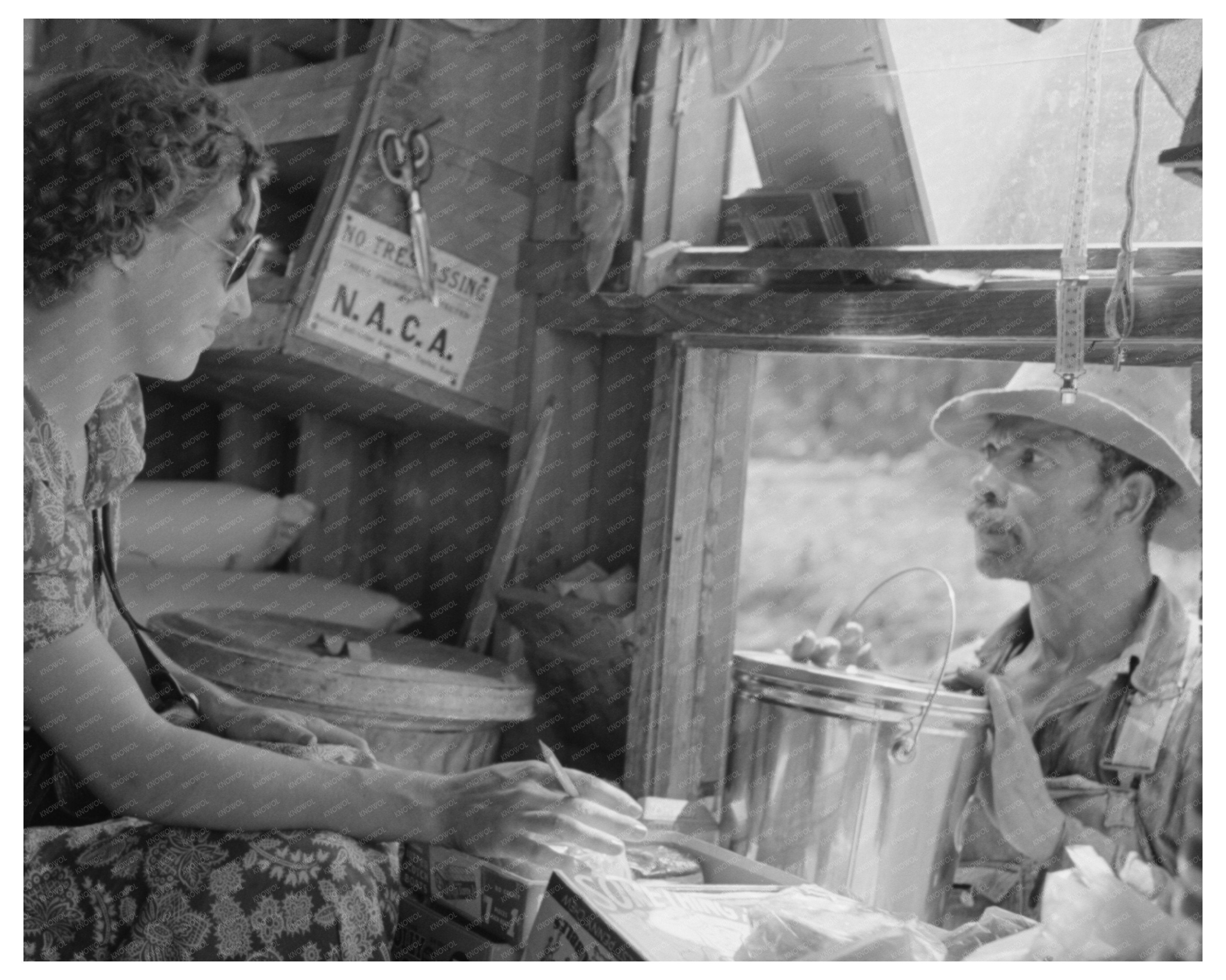 Man Shopping at Traveling Grocery Store in Arkansas 1938
