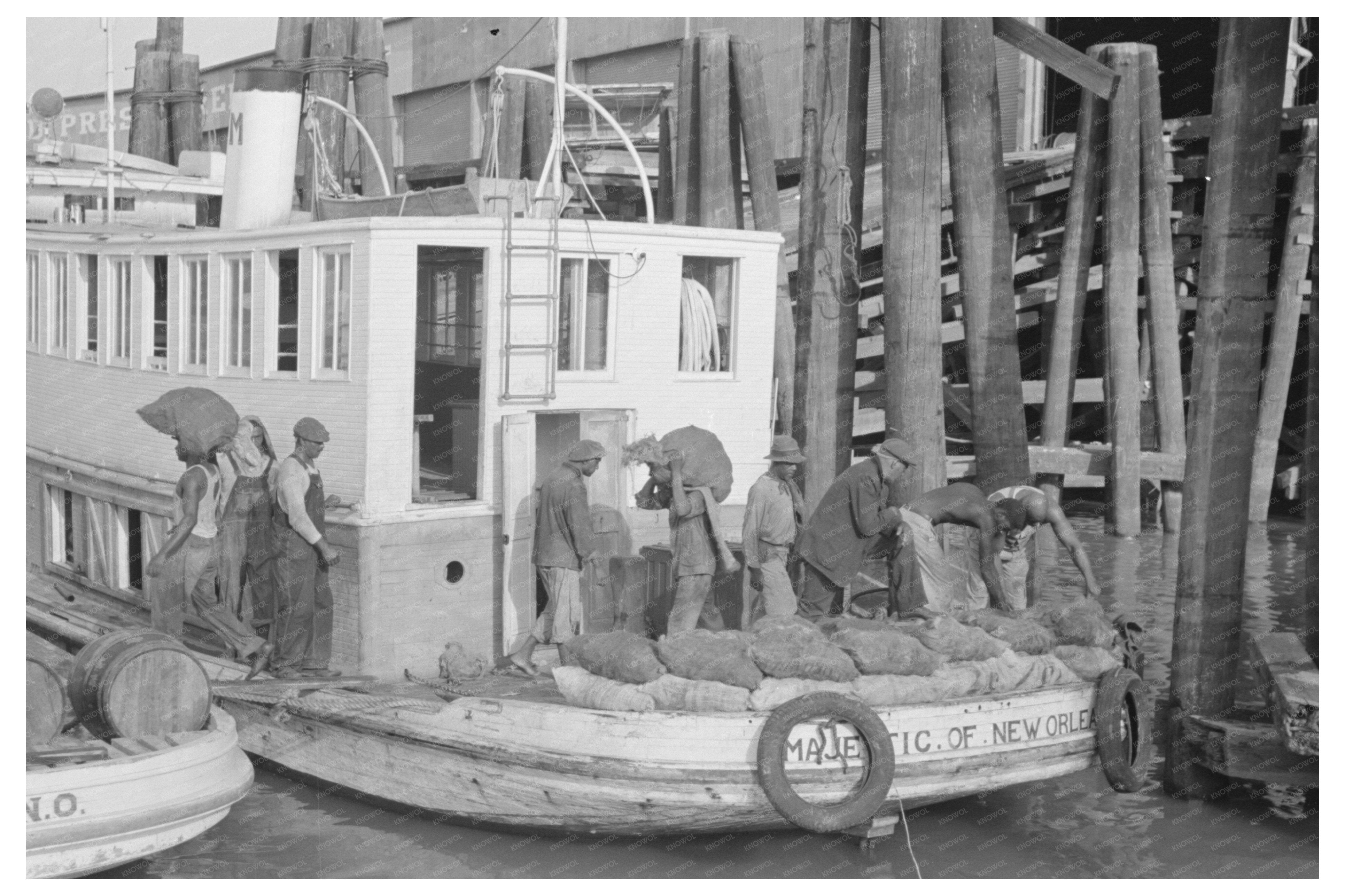 Unloading Oysters at New Orleans Waterfront September 1938