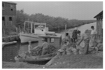 Vintage 1938 Unloading Oysters in Olga Louisiana