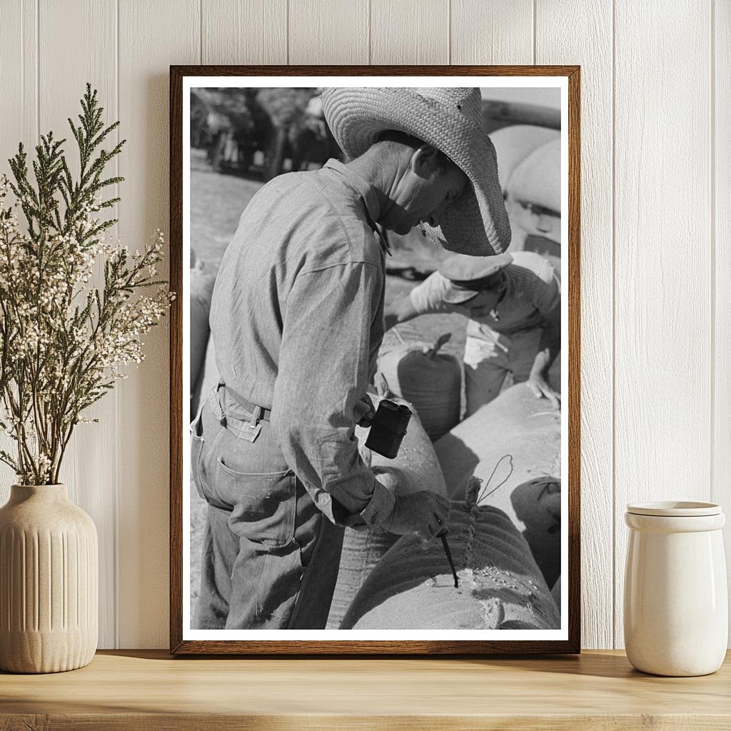 Rice Workers Marking Sacks in Crowley Louisiana 1938