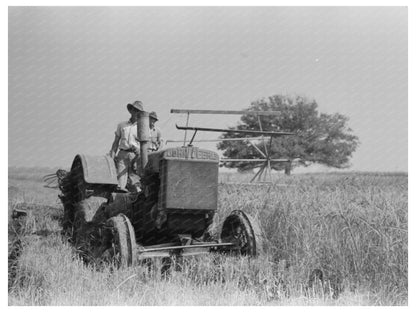 Vintage 1938 Photograph of Rice Cutting in Louisiana