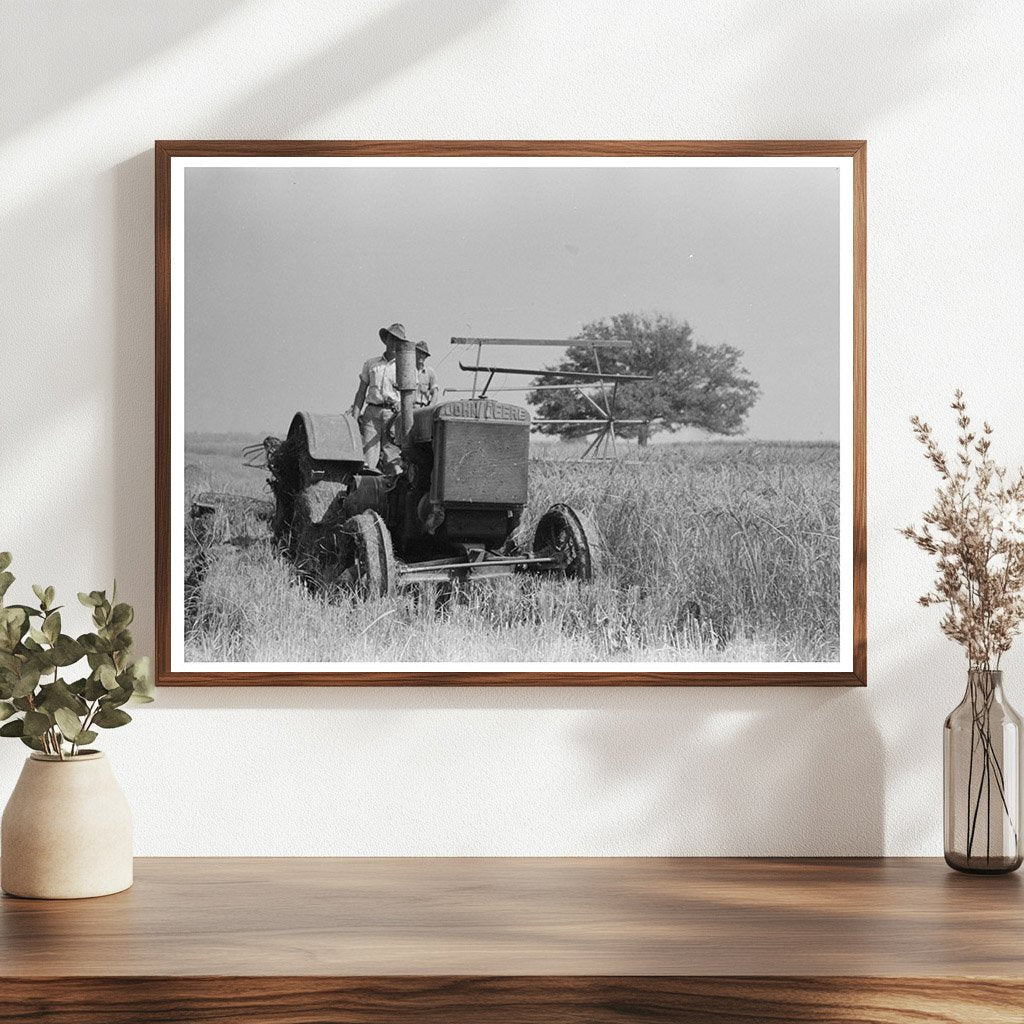 Vintage 1938 Photograph of Rice Cutting in Louisiana