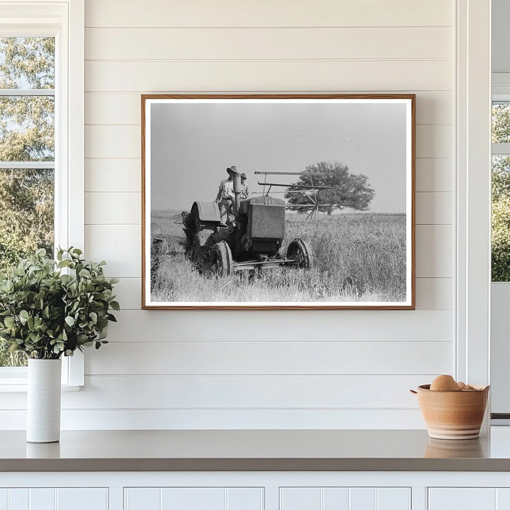 Vintage 1938 Photograph of Rice Cutting in Louisiana