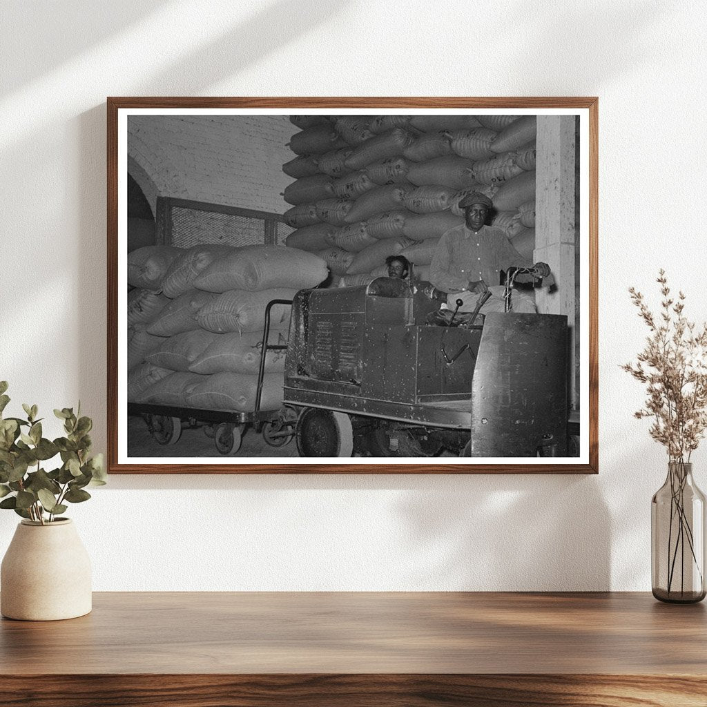 Workers Moving Rice in Warehouse Abbeville Louisiana 1938