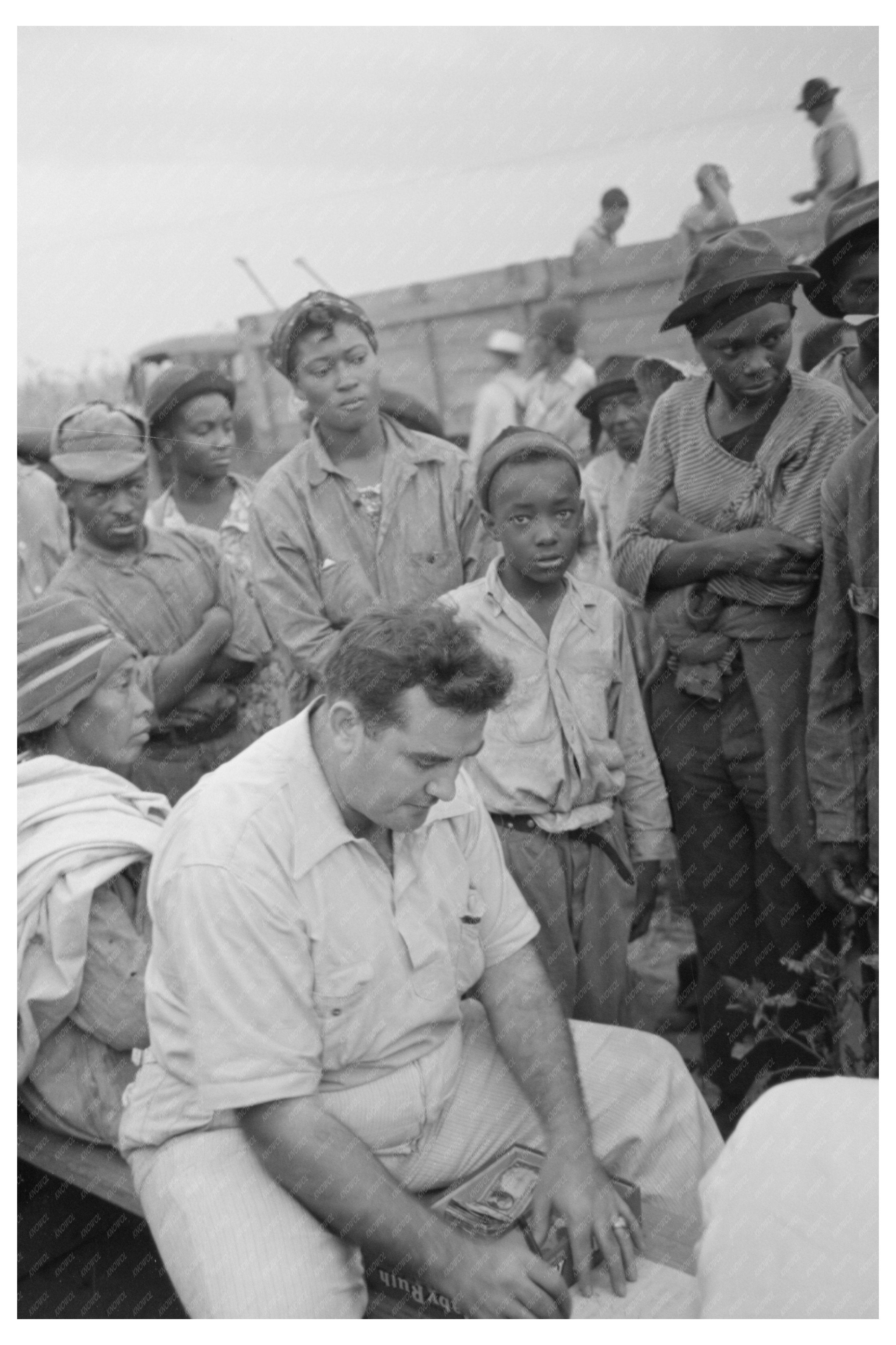 Cotton Pickers Await Wages Lake Dick Project Arkansas 1938