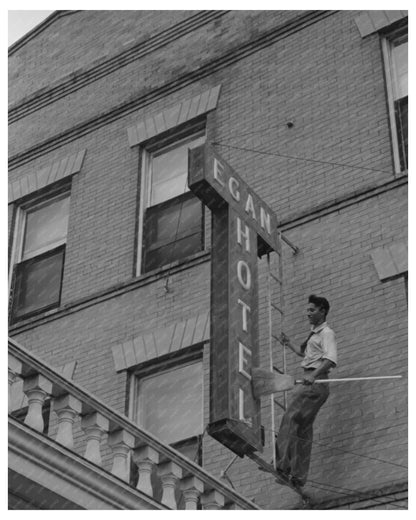 Crowley Louisiana Hotel Sign Preparation October 1938