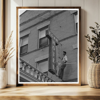 Crowley Louisiana Hotel Sign Preparation October 1938