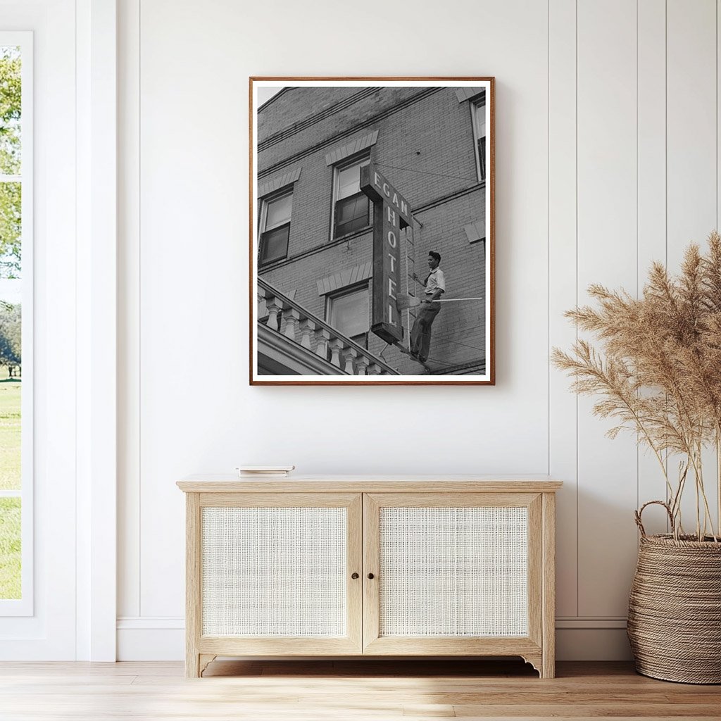 Crowley Louisiana Hotel Sign Preparation October 1938