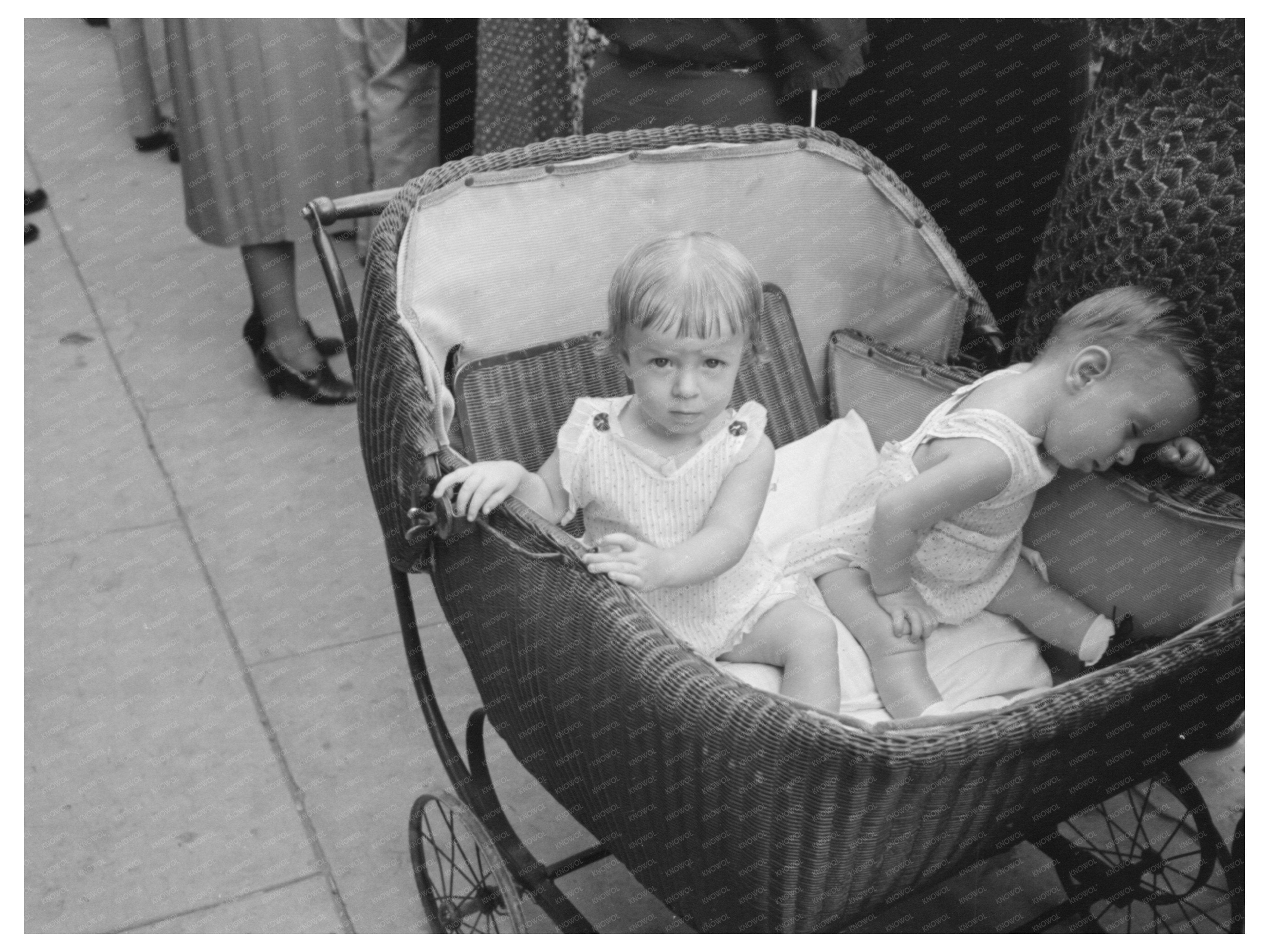 Children in Horse-Drawn Buggy at National Rice Festival 1938