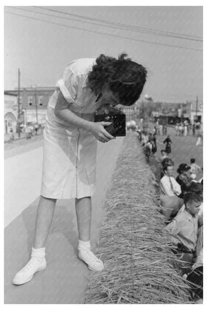 Girl Photographing Crowd at National Rice Festival 1938