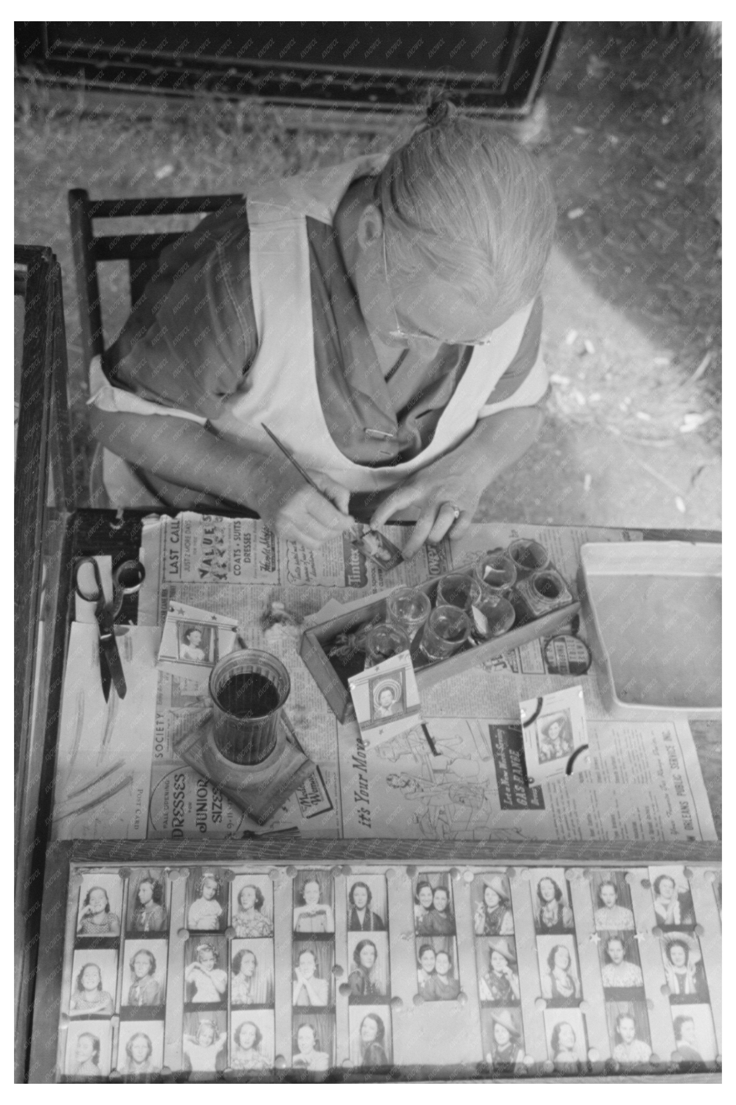 Wife Tinting Portraits at National Rice Festival 1938