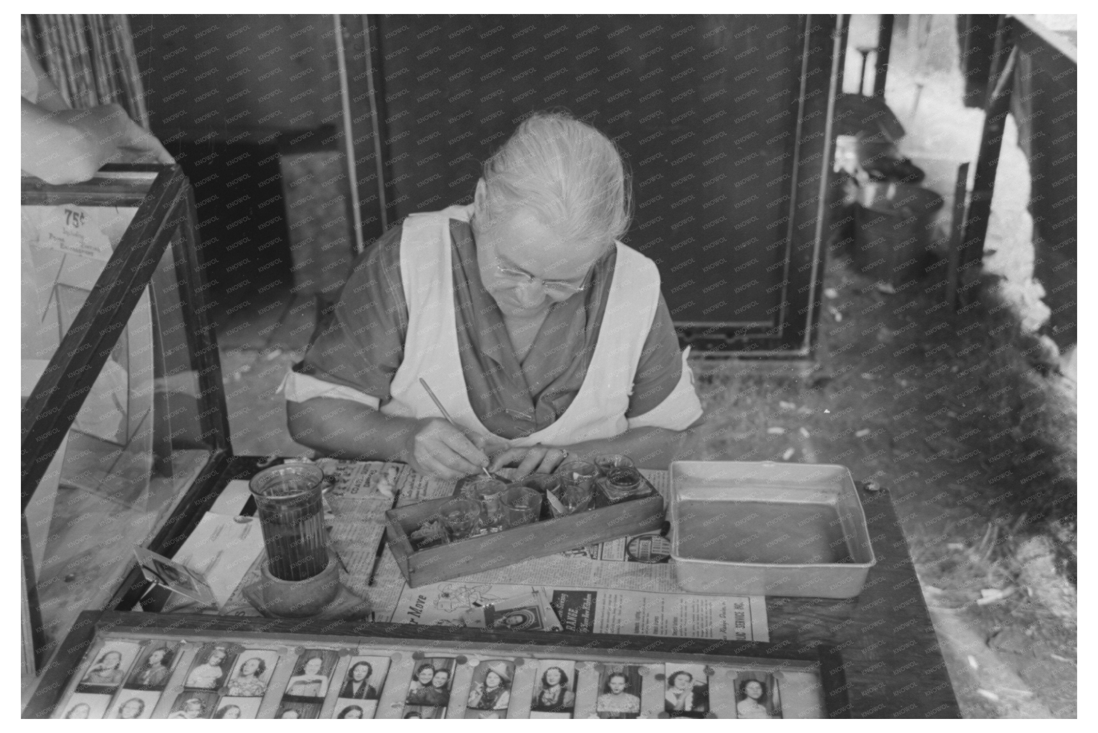 Woman Tinting Portraits at National Rice Festival 1938