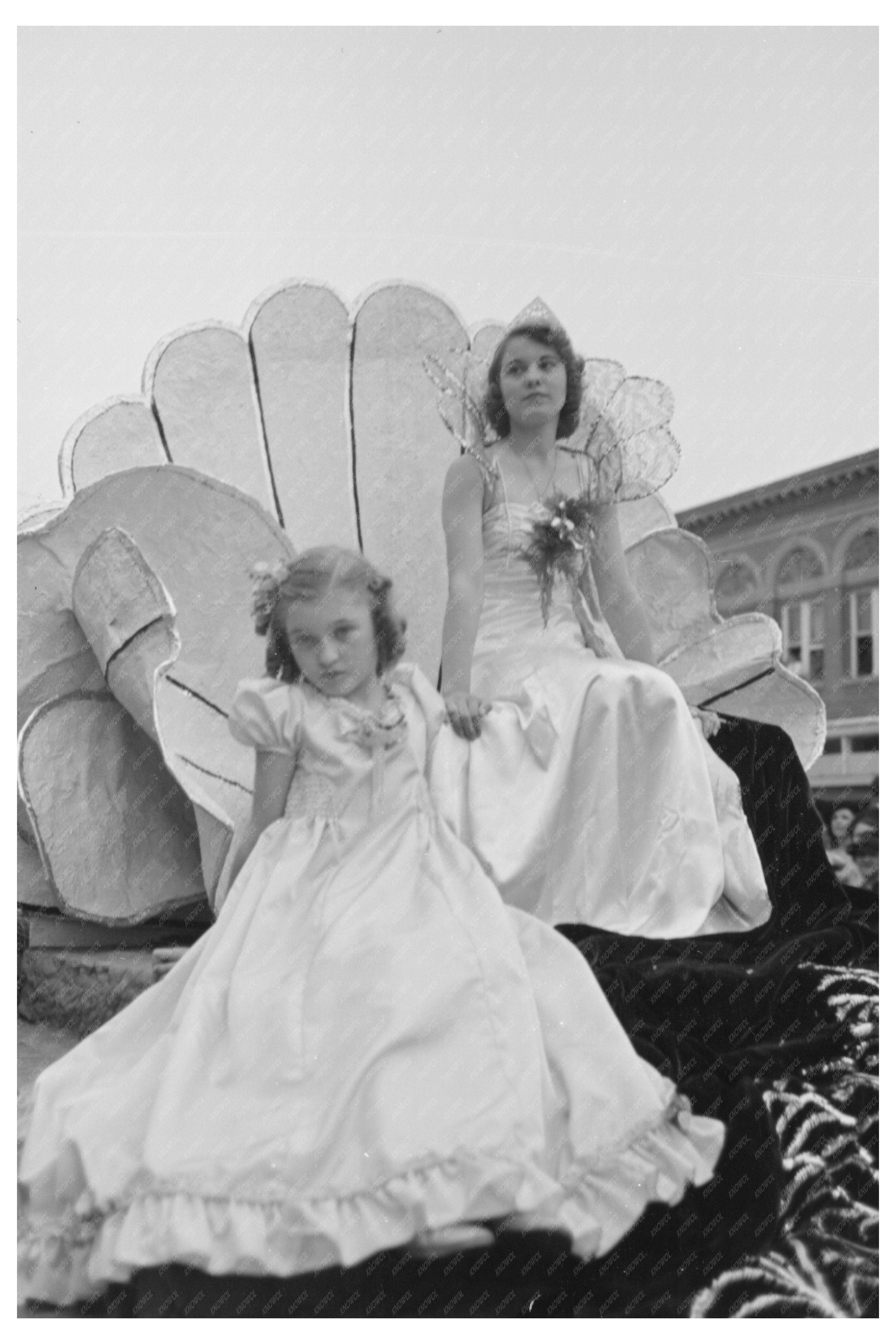 Queen and Attendant on Float at National Rice Festival 1938