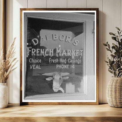 Vintage Meat Market Window New Iberia Louisiana 1938