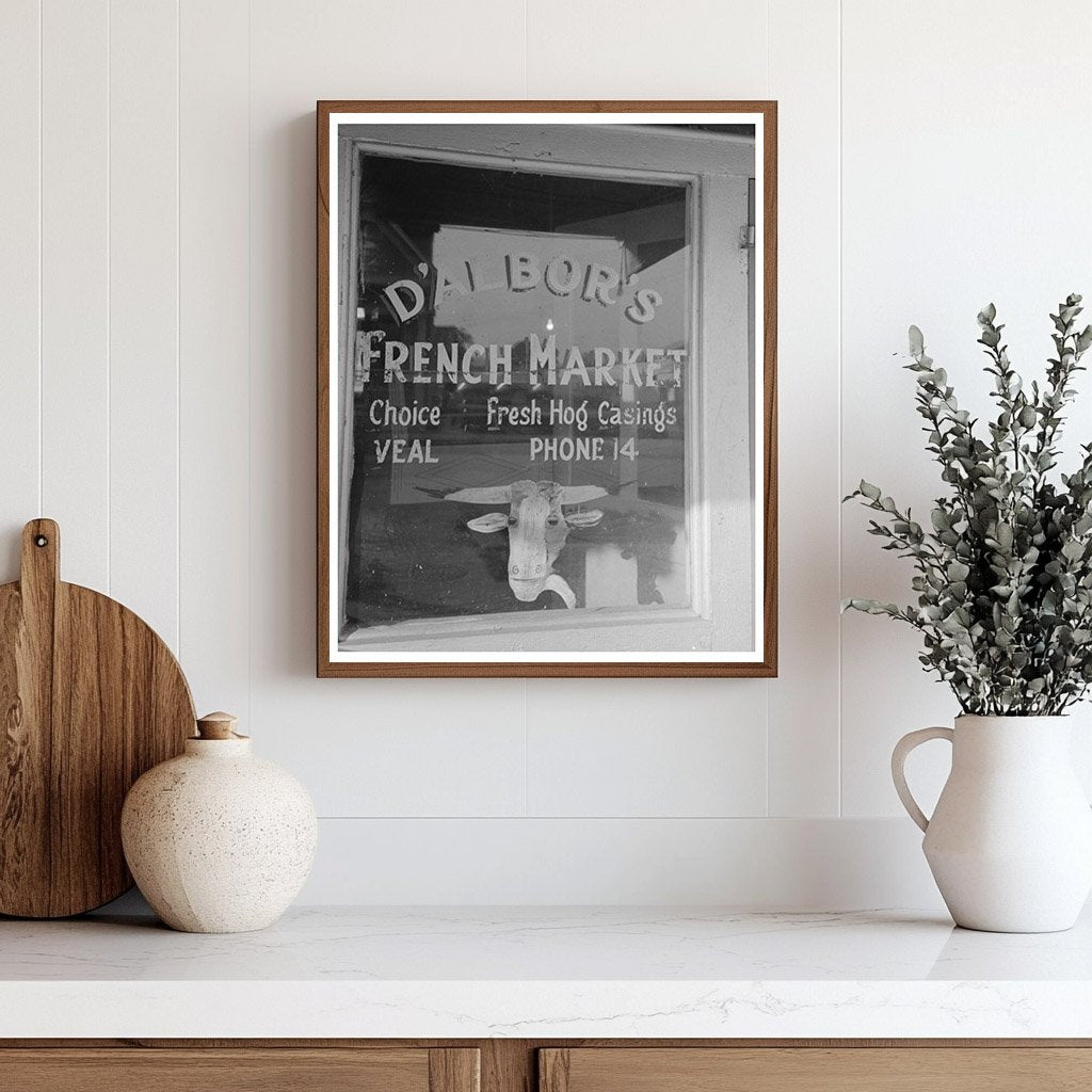 Vintage Meat Market Window New Iberia Louisiana 1938