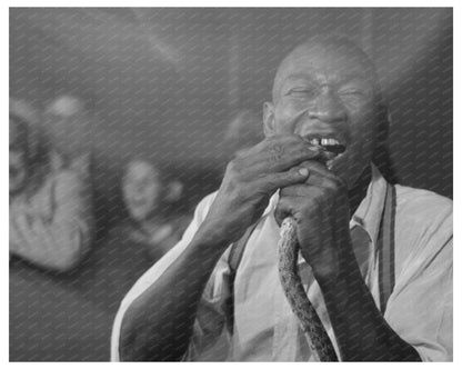 Man Biting Snake at Louisiana State Fair 1938