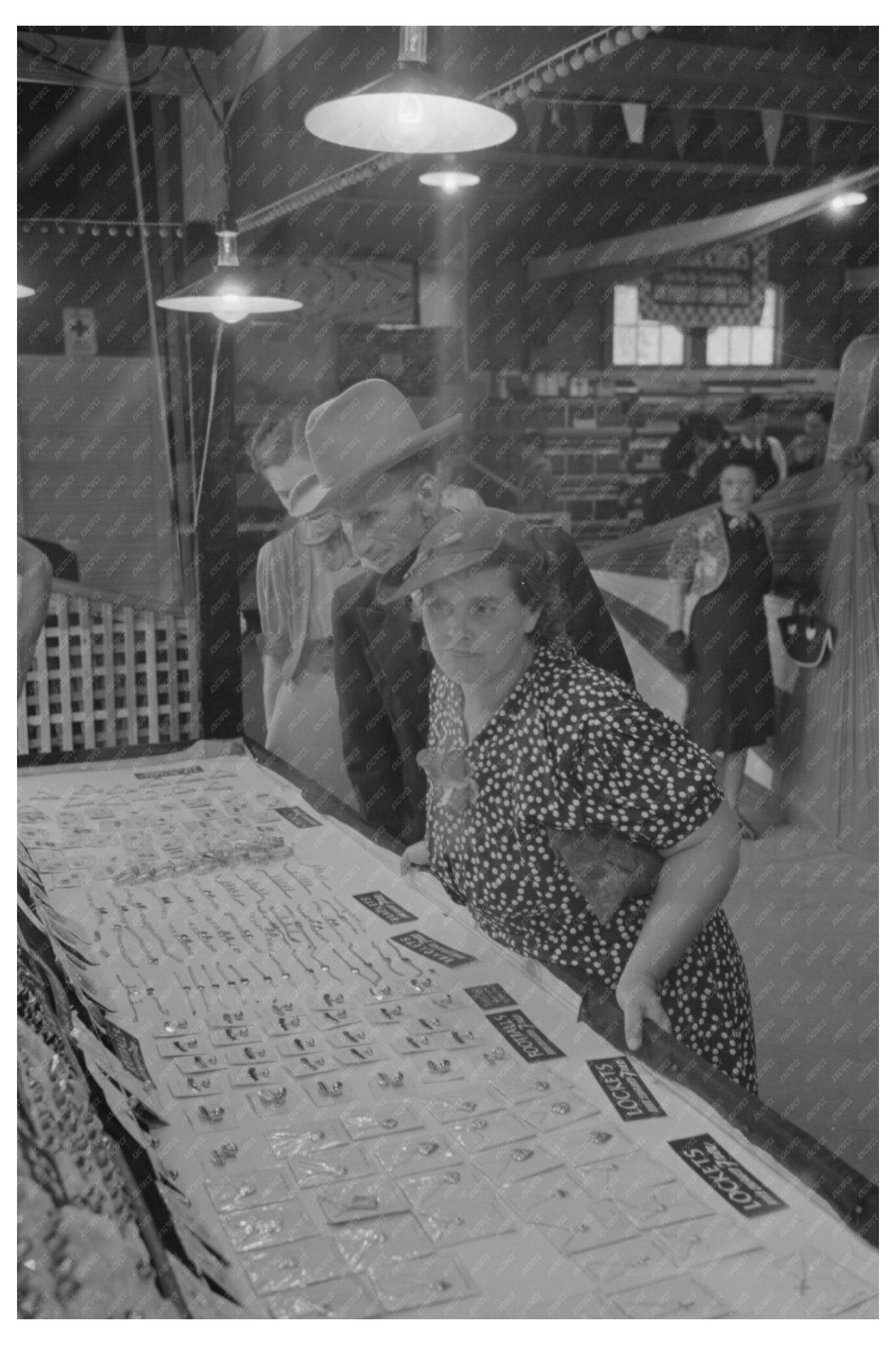 Vintage 1938 Man Woman Examining Jewelry at Louisiana Fair