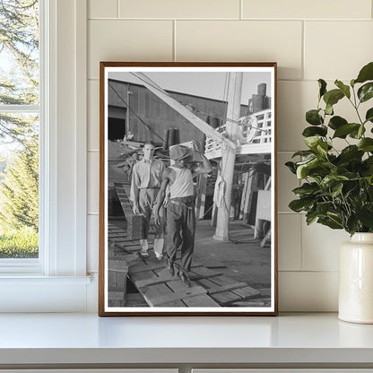 Stevedore Carrying Lumber New Orleans 1938