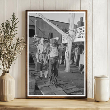 Stevedore Carrying Lumber New Orleans 1938