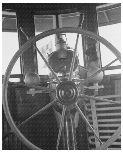 Wheelhouse of U.S. Engineers Tugboat Mississippi River 1938