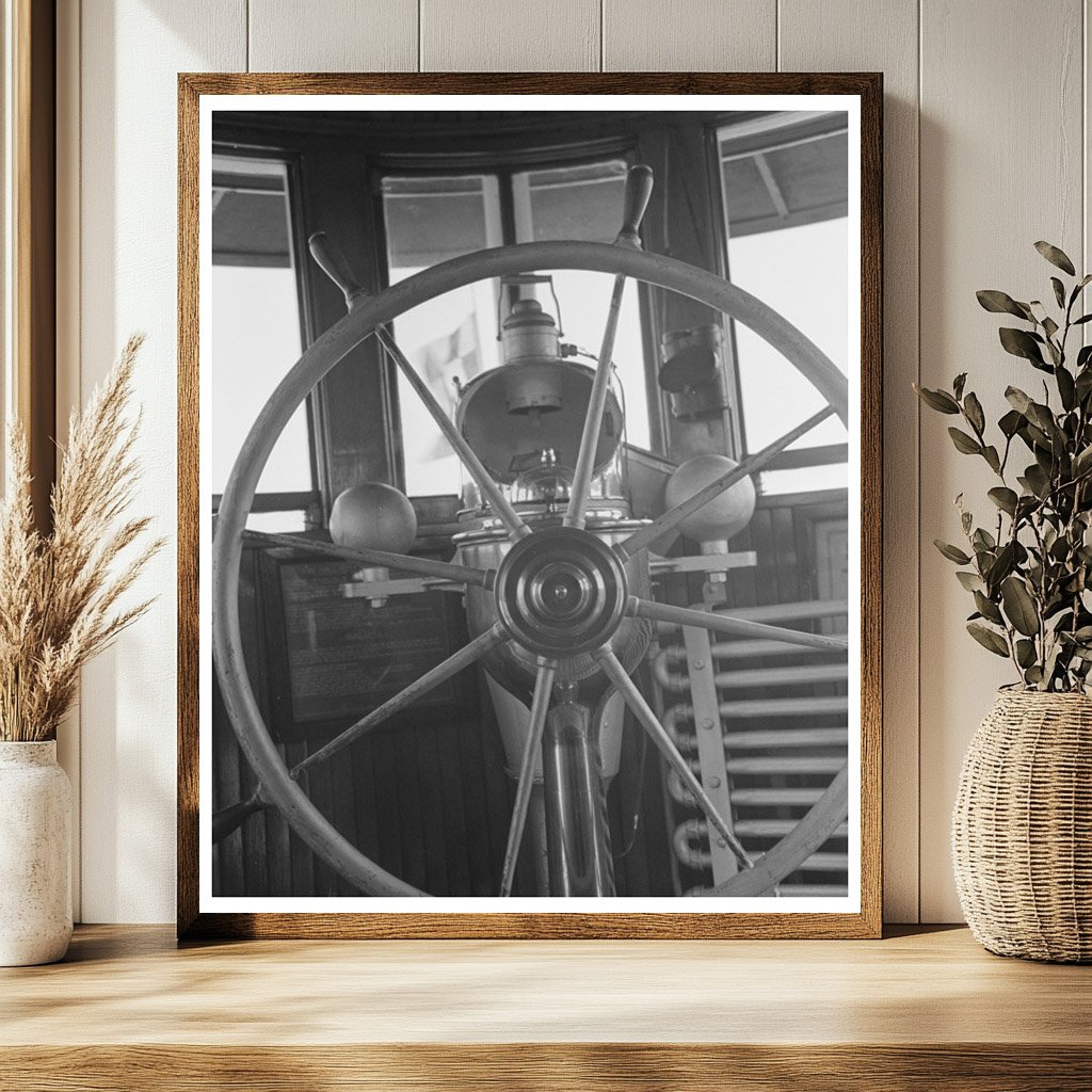 Wheelhouse of U.S. Engineers Tugboat Mississippi River 1938
