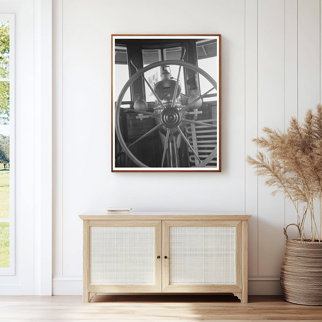 Wheelhouse of U.S. Engineers Tugboat Mississippi River 1938