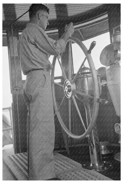 Tugboat Captain Navigating Lower Mississippi River 1938