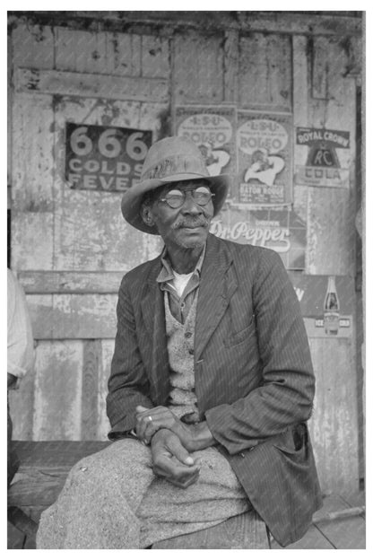 Man on Porch of General Store Jeanerette Louisiana 1938