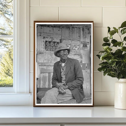 Man on Porch of General Store Jeanerette Louisiana 1938