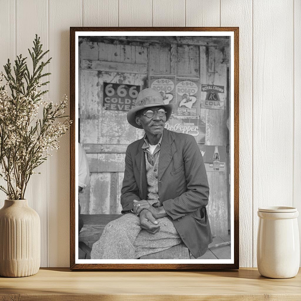 Man on Porch of General Store Jeanerette Louisiana 1938