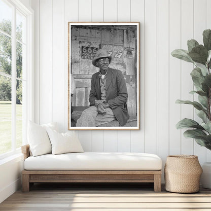 Man on Porch of General Store Jeanerette Louisiana 1938