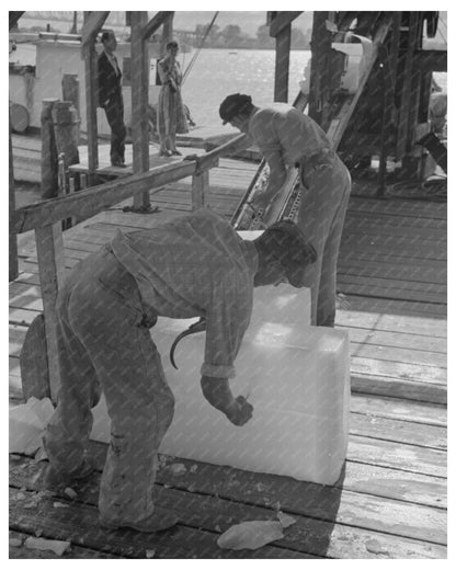 Chopping Ice for Shrimp Boats Morgan City Louisiana 1938