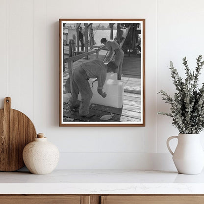 Chopping Ice for Shrimp Boats Morgan City Louisiana 1938