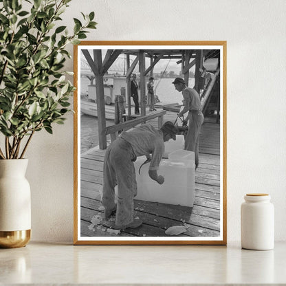 Laborers Chopping Ice for Shrimp Boats Morgan City 1938