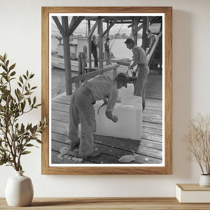 Laborers Chopping Ice for Shrimp Boats Morgan City 1938