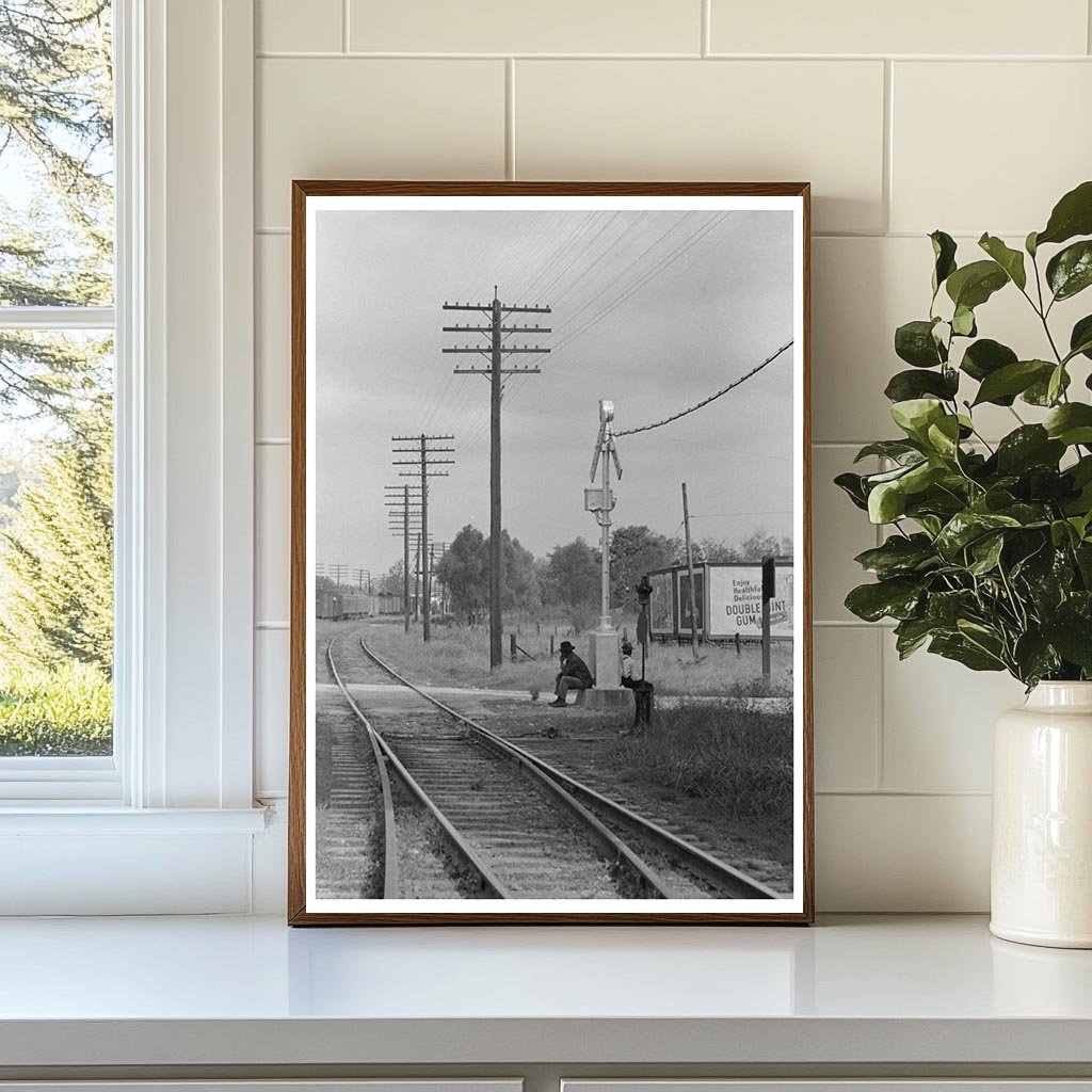 Men on Signal Tower Morgan City Railroad October 1938