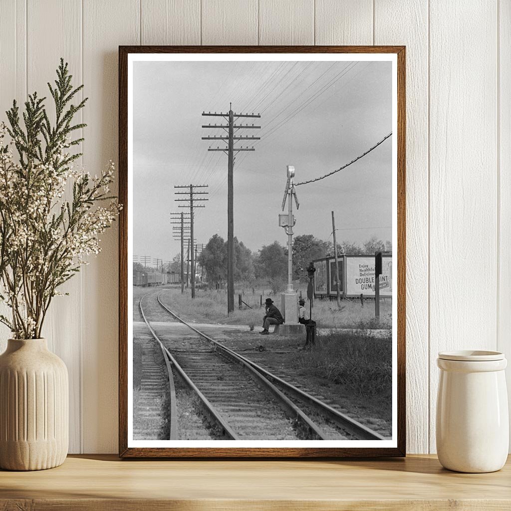 Men on Signal Tower Morgan City Railroad October 1938