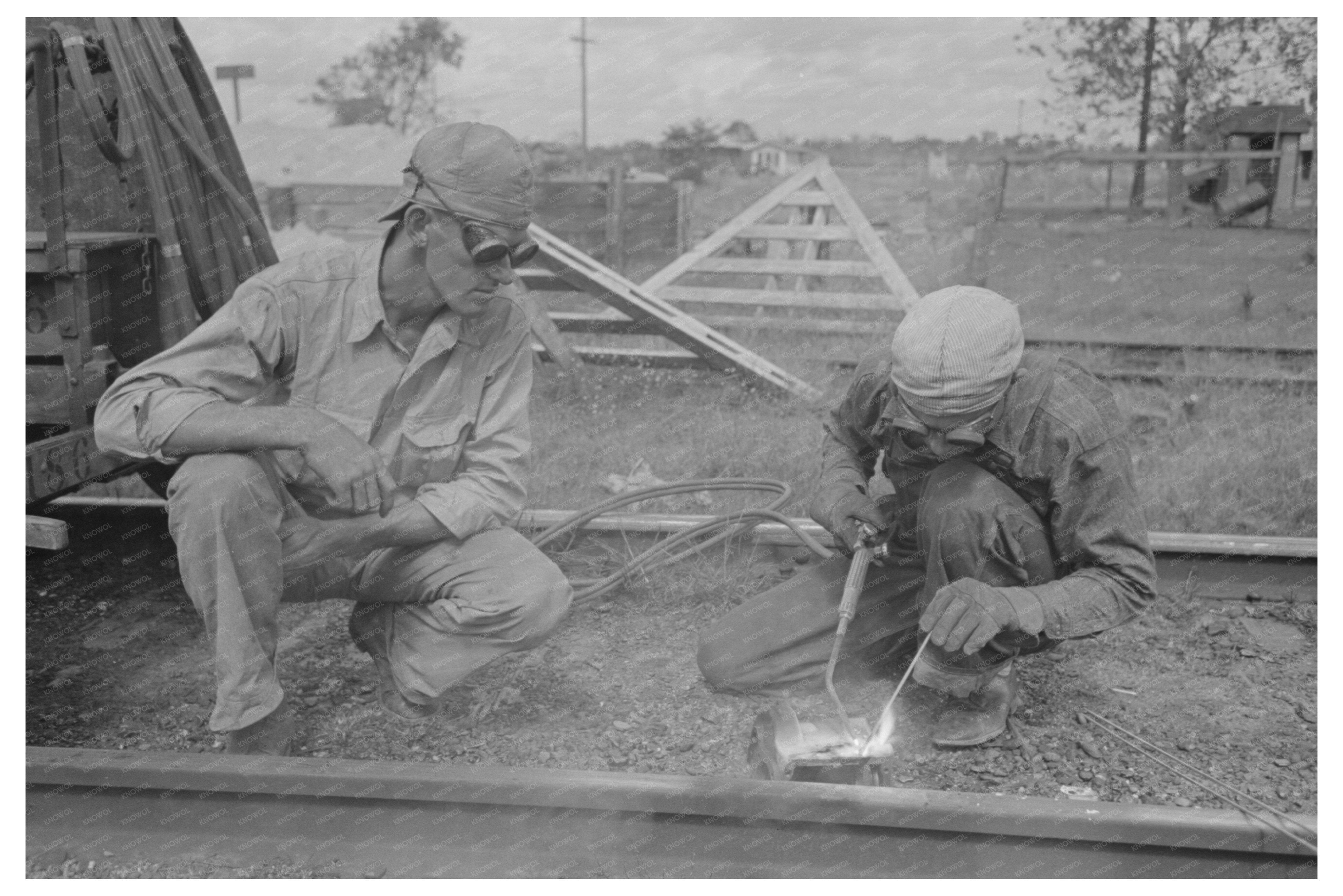 Welding on Railroad Near Port Barre Louisiana October 1938