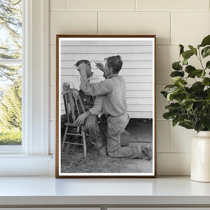 Cajun Farmers Haircut Scene New Iberia Louisiana 1938